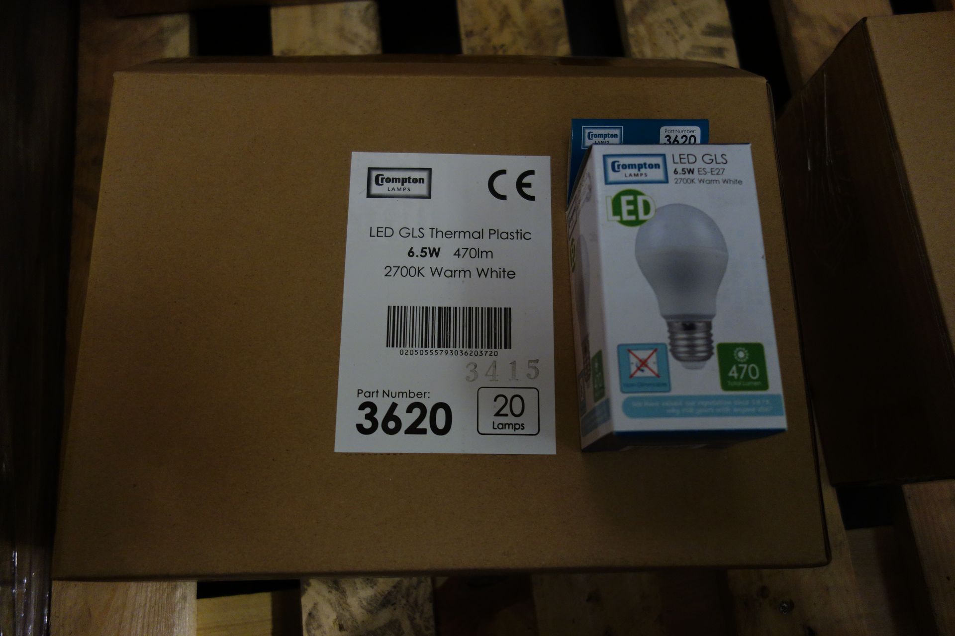 100 X Crompton 3620 LED GLS Thermal Plastic 6.5 W Lumen 2700K Warm White