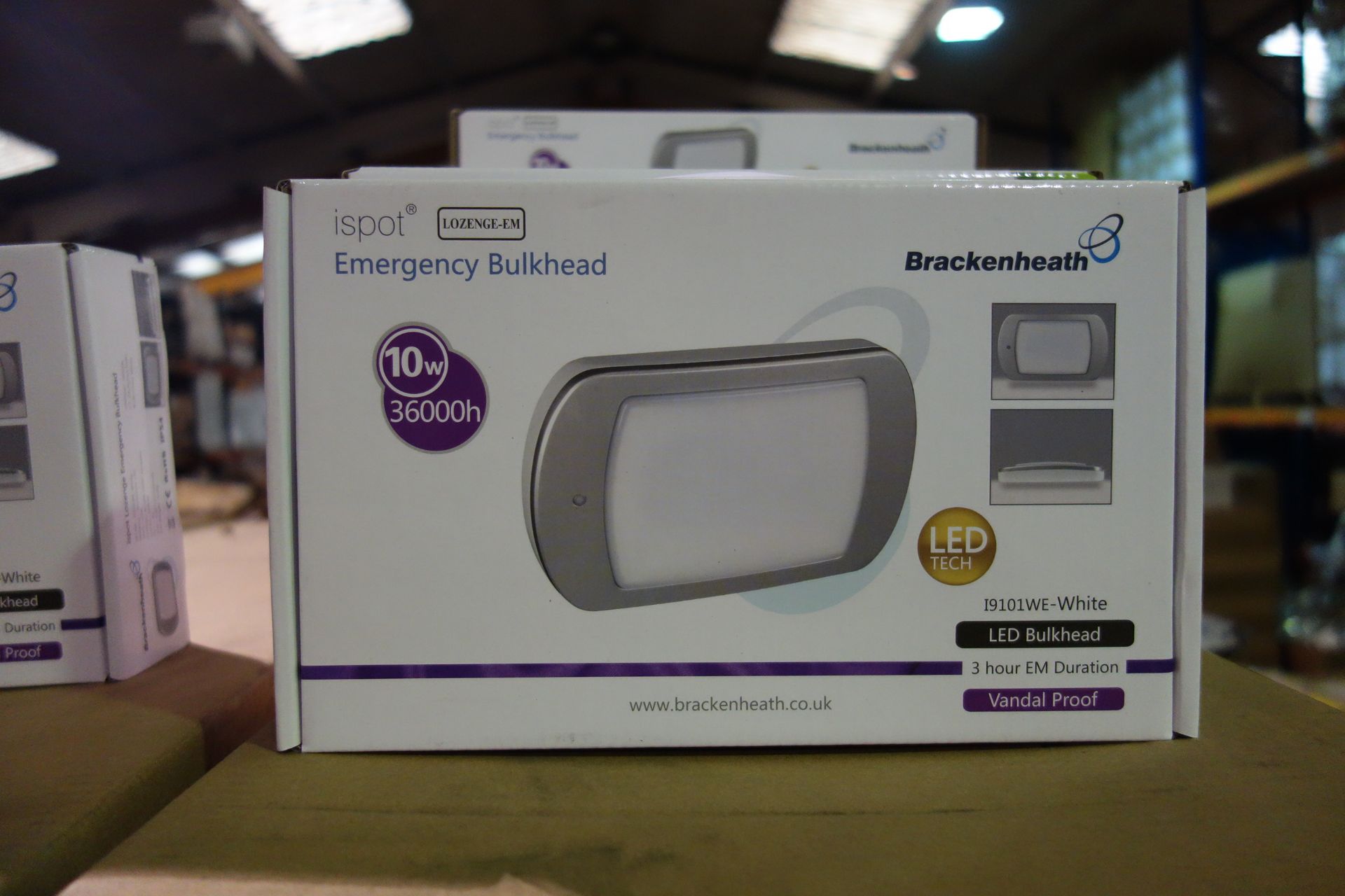 10 X Brakenheath I9101WE-White LOZENGE EM LED-Emergency Bulkhead 10W 3600H 3HR EM Duration Vandal