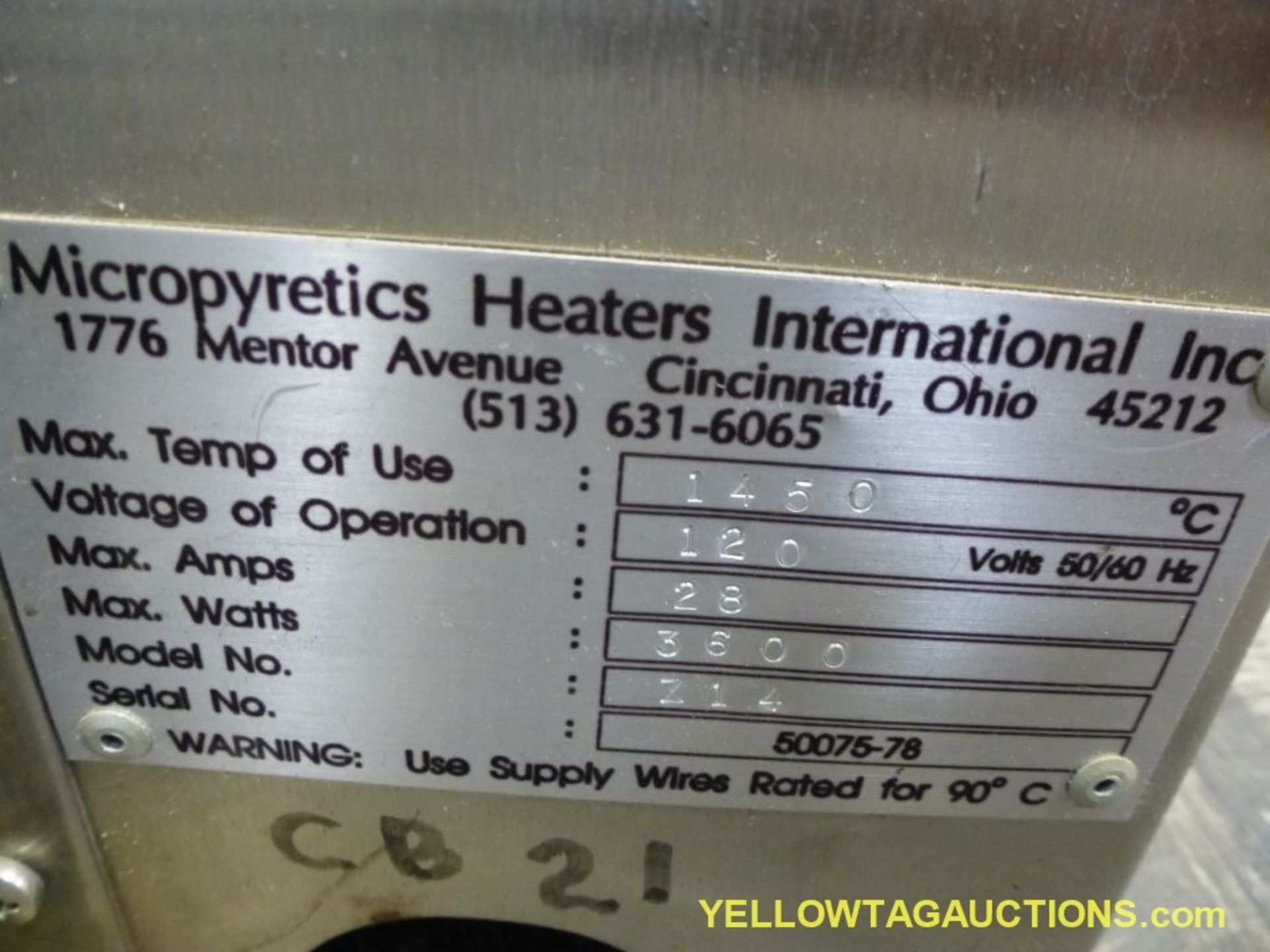 Micropyretics Heater|Model No. 214Max Temp: 1,450 Deg. CLocation: YTA Warehouse - Image 4 of 4