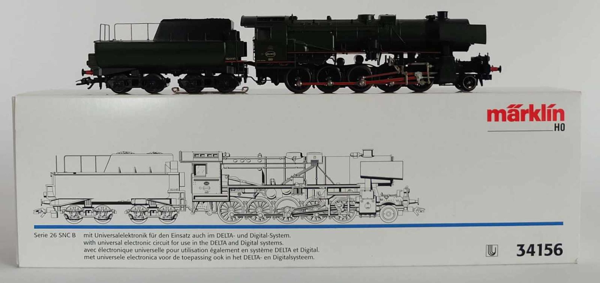 TENDERLOKOMOTIVE, Herst. Märklin/Göppingen, Spur H0, Serie 26 SNC B, Nr. 34156, Delta-/