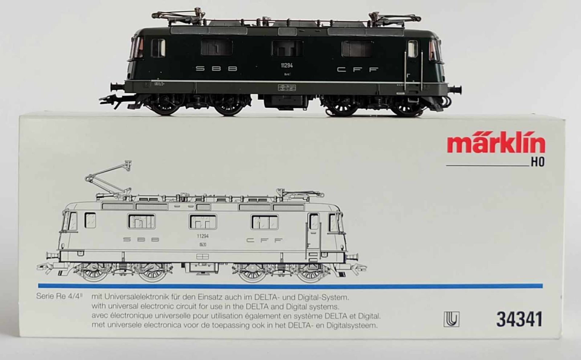 E-LOKOMOTIVE, Herst. Märklin/Göppingen, Spur H0, SBB/CFF Serie Re 4/4, Nr. 34341, orig. Karton,