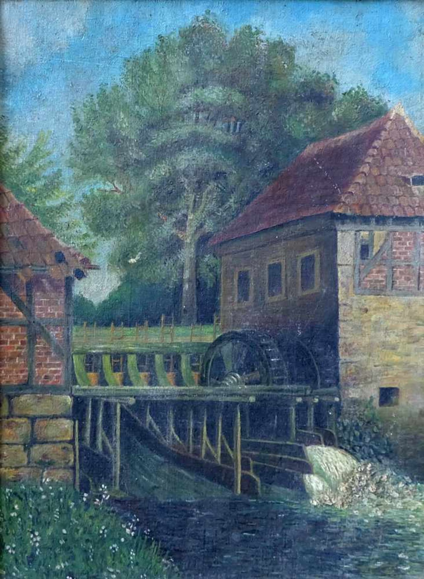 AUTODIDAKT, 1. Hälfte 20.Jh., Öl/ Leinwand, Karton maroufliert, Haus Langen, 35,5 x 27 cm,