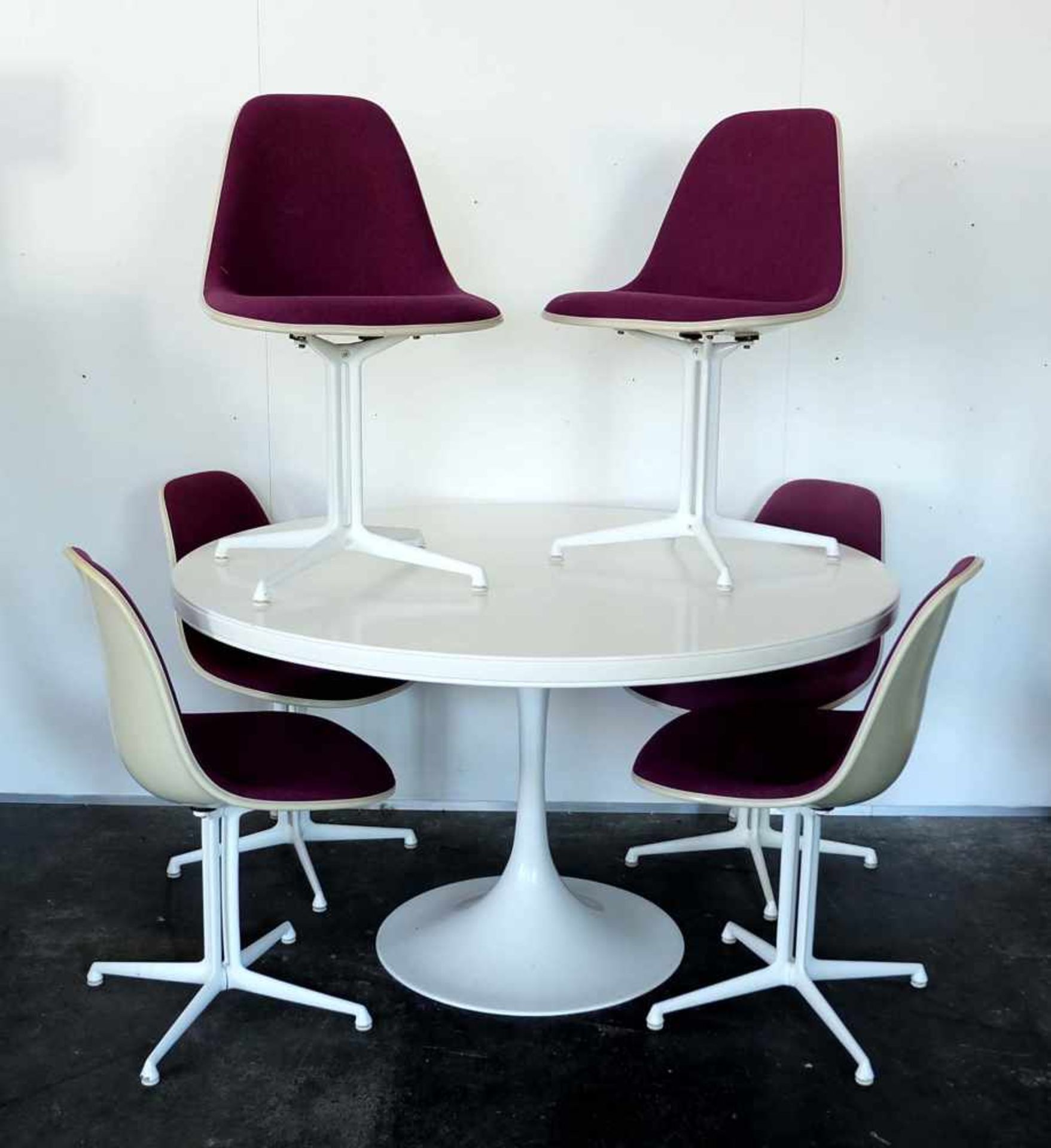 SITZGRUPPE, Hersteller Herman Miller, La Fonda-Chair, Entw. Charles Eames, Satz von 6, Aluminiumfuß,