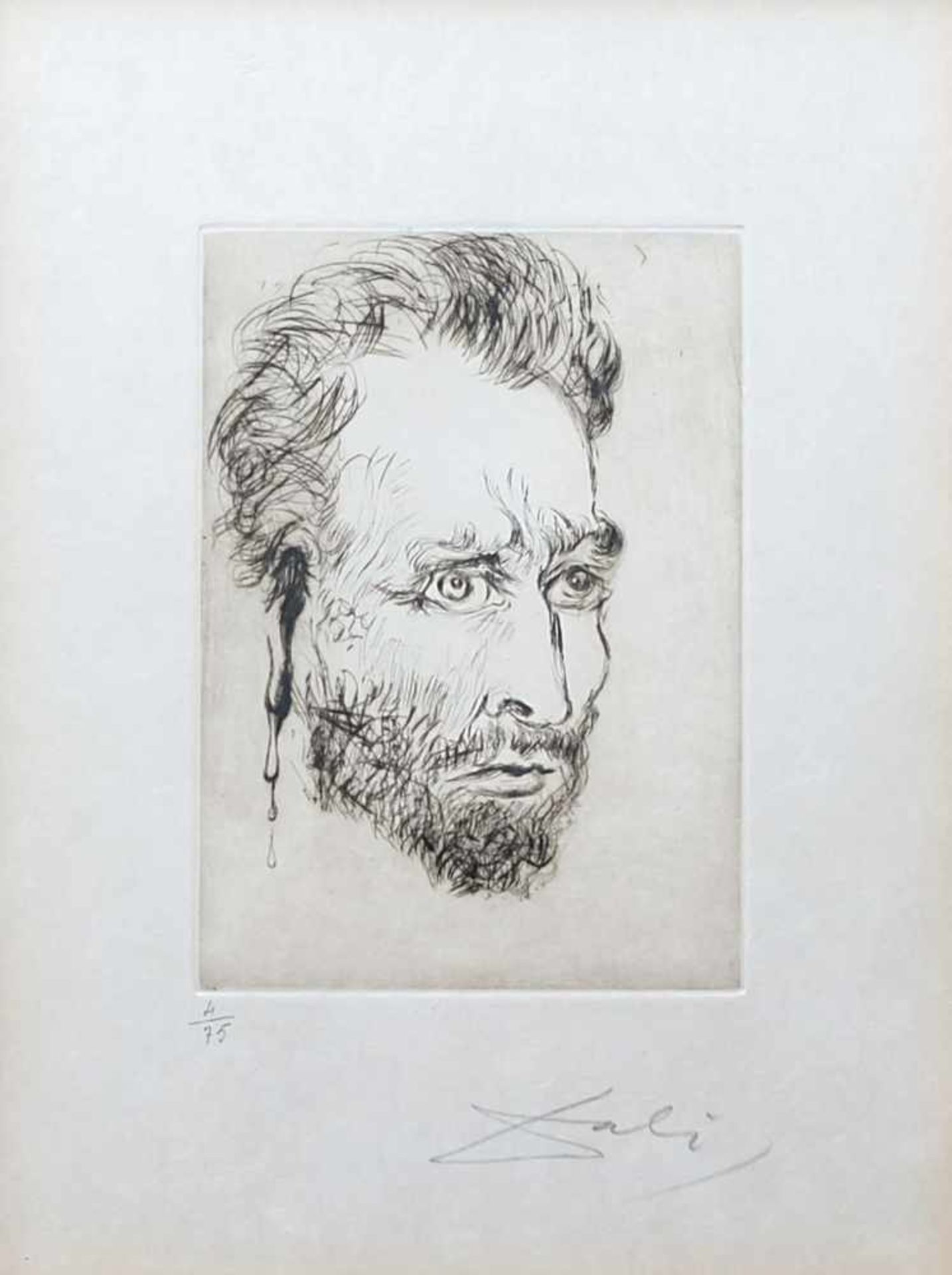 DALI, Salvador, nach, Lithographie/ Japan, Portrait Vincent van Gogh, unten links und rechts bez.,