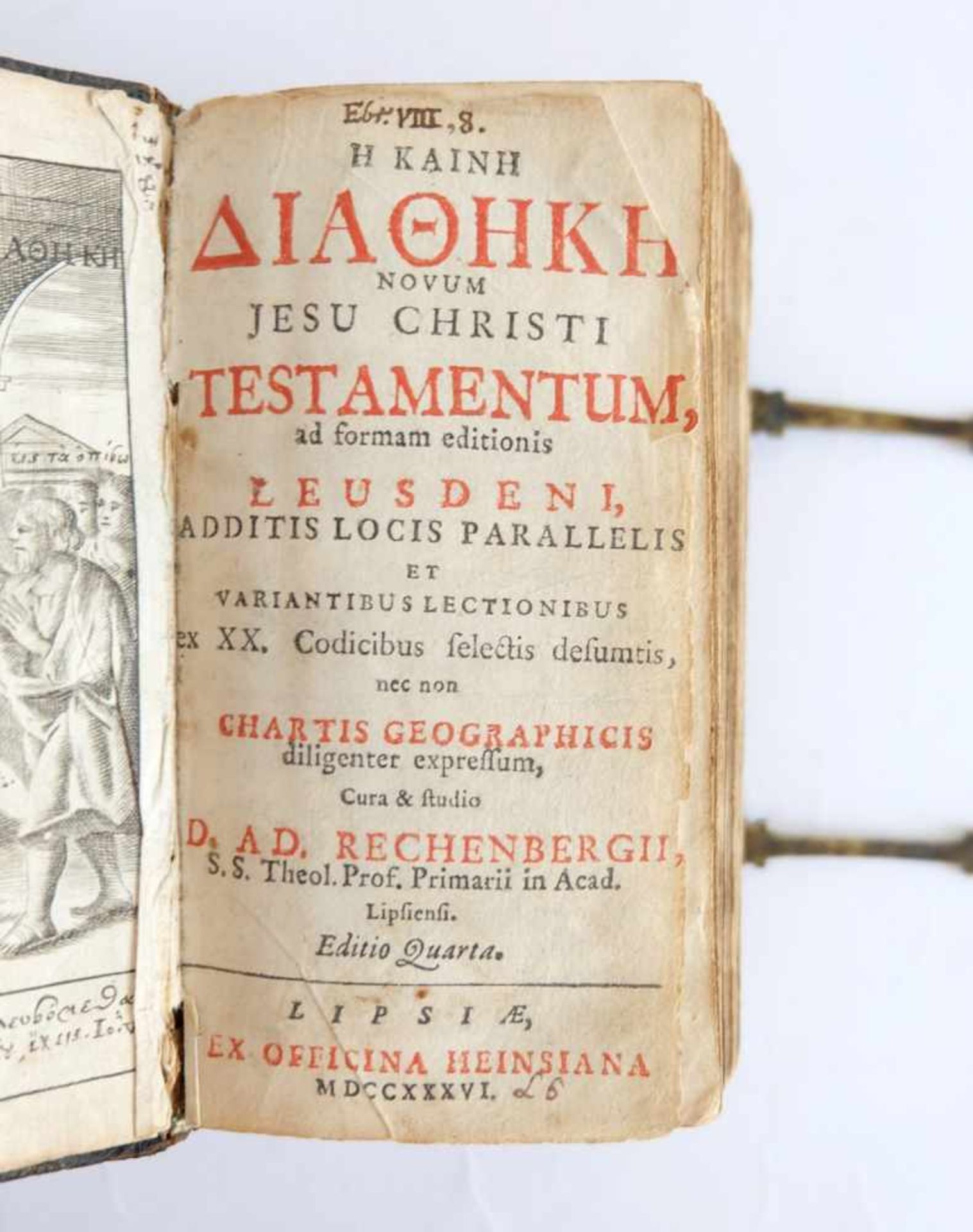 RECHENBERG, Adam, Novum Dominum Nostri Jesu Christi Testamentum, Officina Heinsiana/ Leipzig 1736, - Bild 2 aus 2