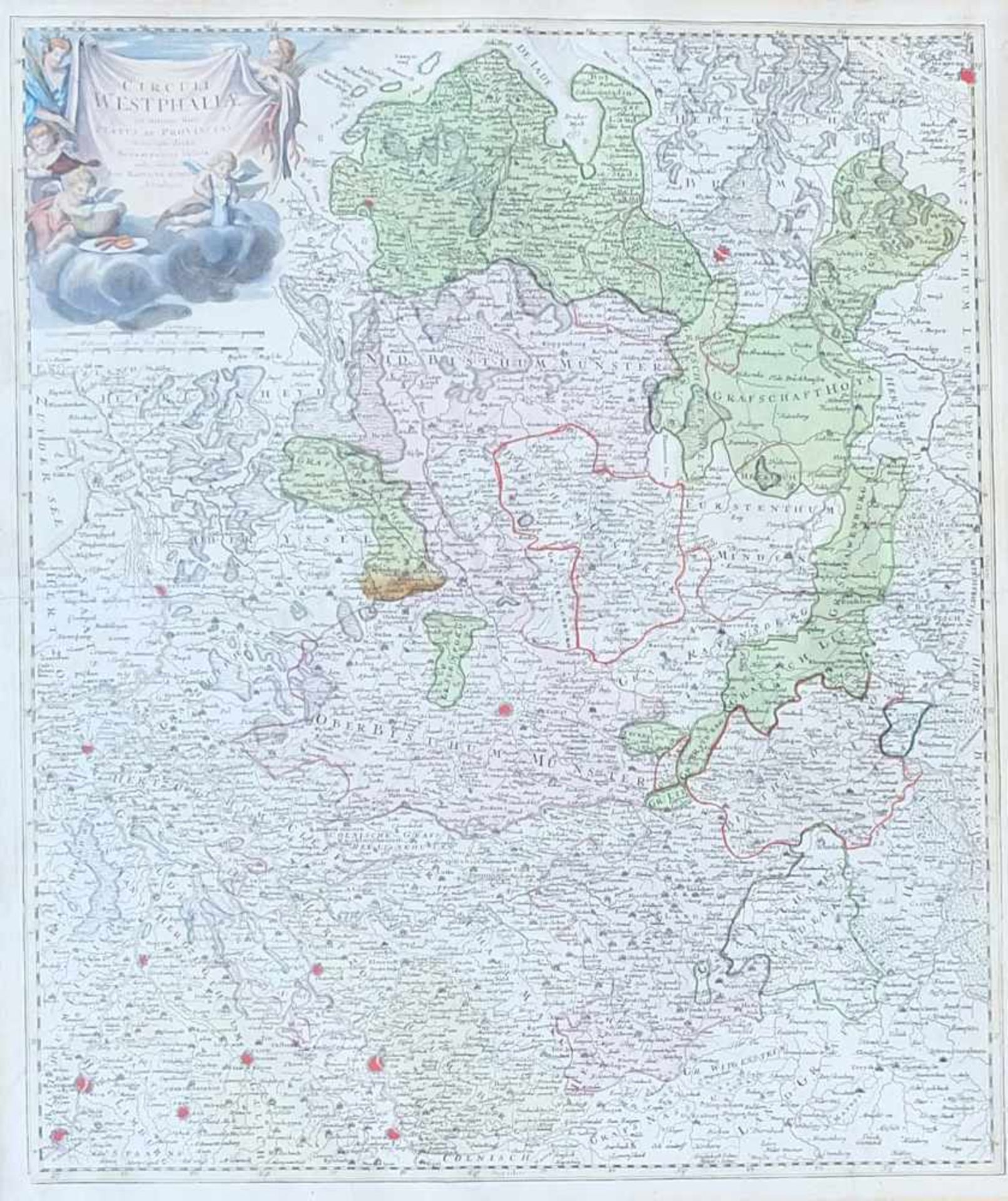 KUPFERSTICHKARTE, Homann, Johann Baptist (*1664 Oberkammlach †1724 Nürnberg), "Circuli Westphaliae",