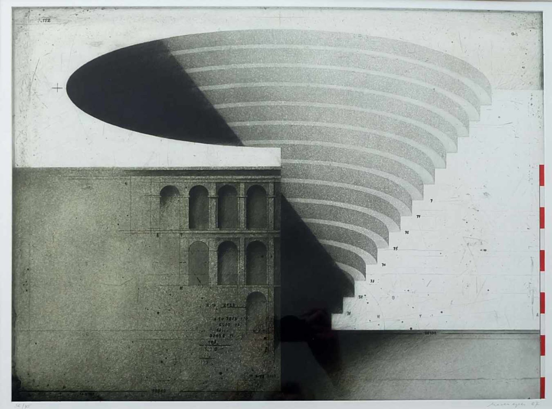 MECKSEPER, Friedrich (*1936 Bremen, lebt/ arbeitet in Worpswede), Radierung, Amphitheater-Studie,