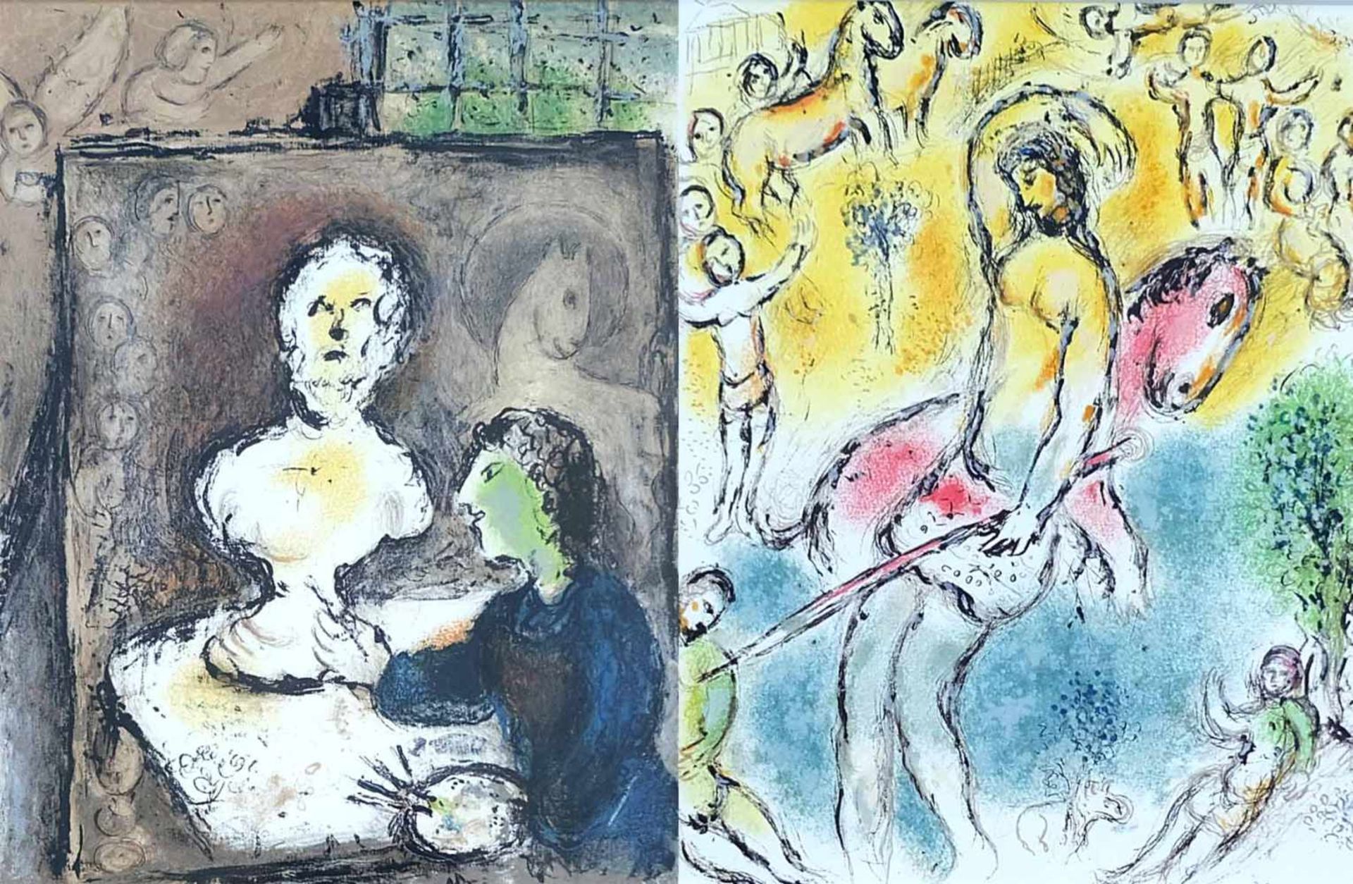 CHAGALL, Marc (*1887 Peskowatik †1985 Saint-Paul-de-Venc), zwei Lithogafien, Illustration zu