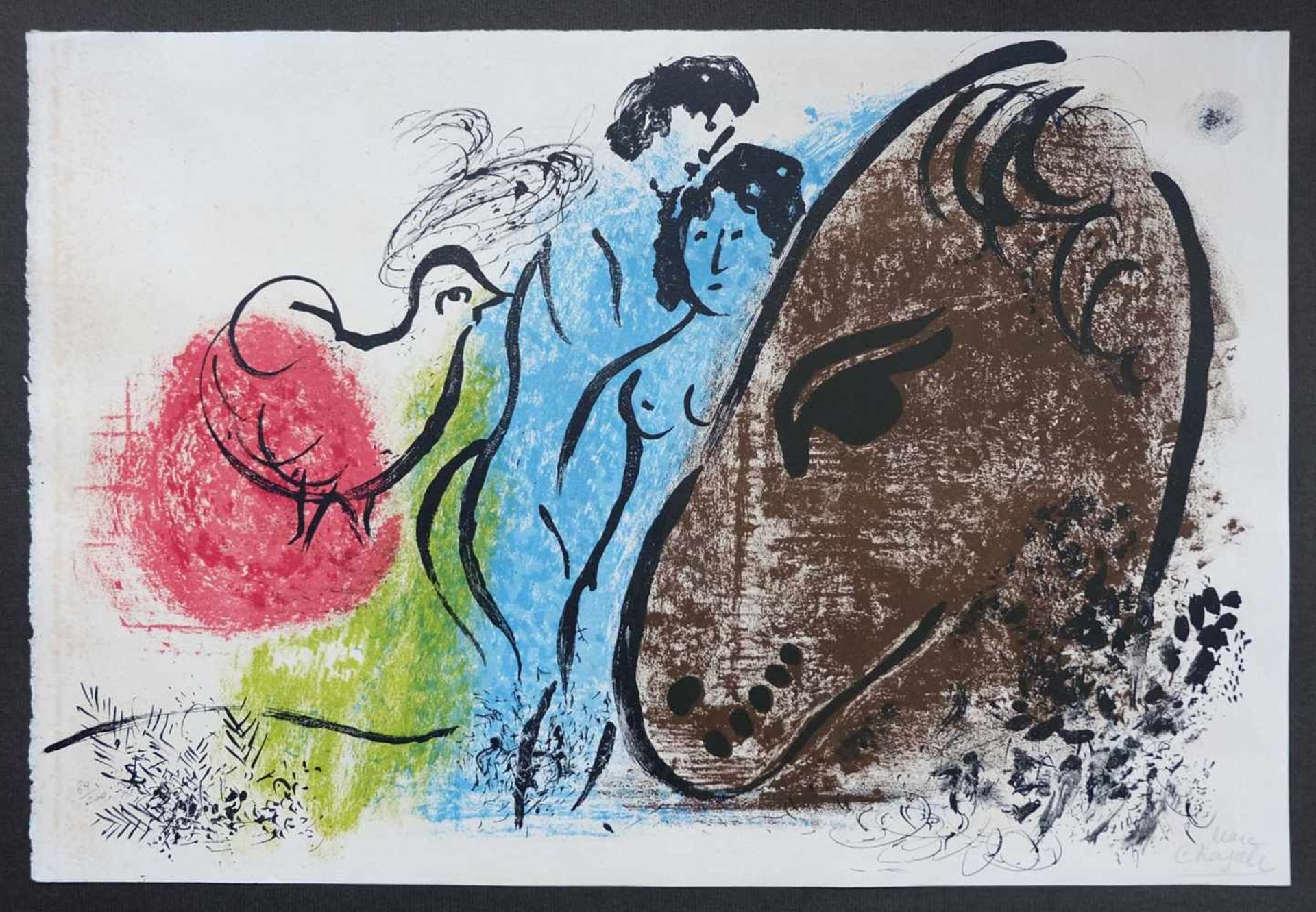 CHAGALL, Marc (*1887 Witebsk †1985 Saint-Paul-de-Vence), Farblithographie/ Bütten, "Le cheval brun",