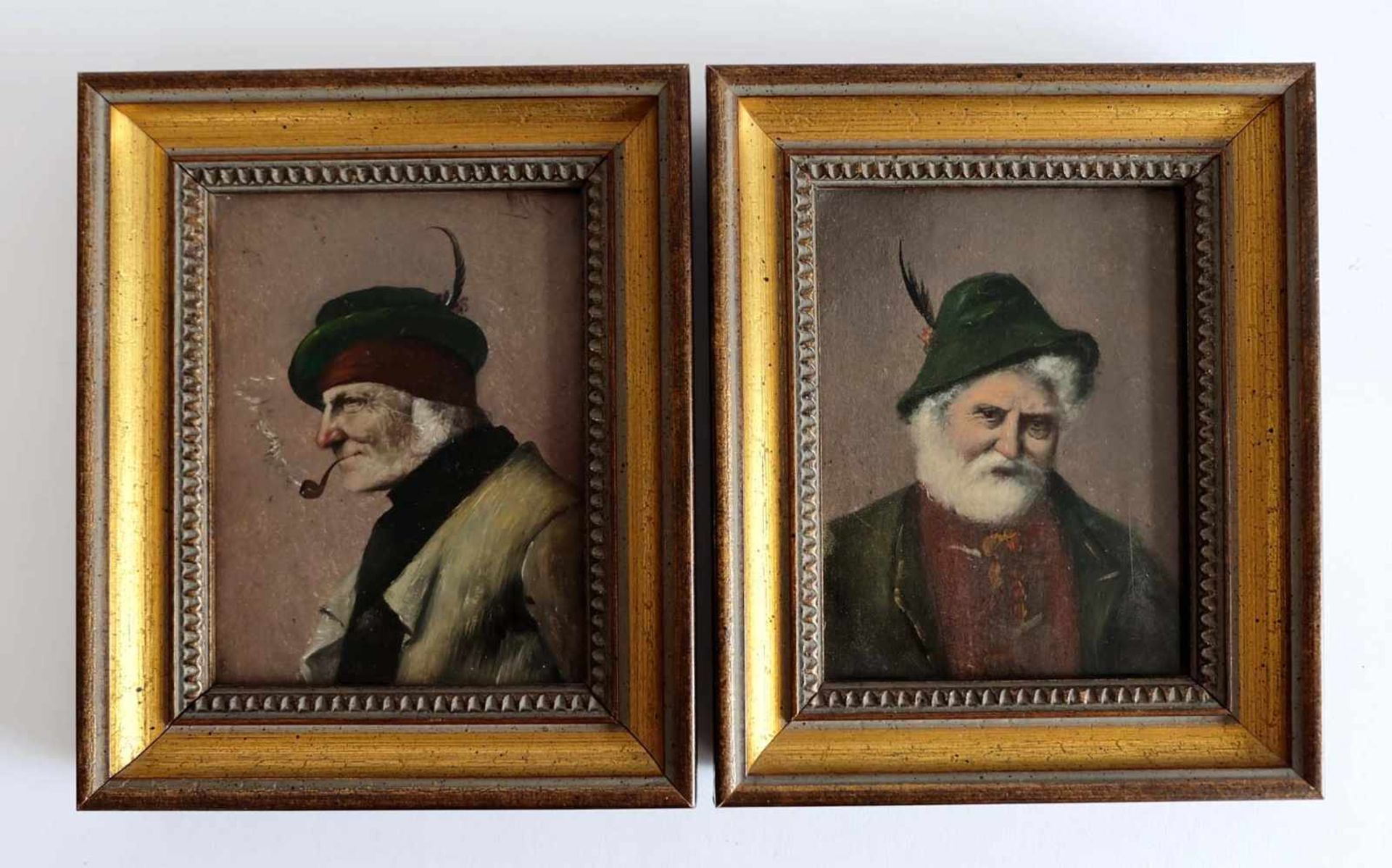 NOACK Deutsche Schule, 19./20. Jh., Öl/Holz, Paar Brustportrait zweier alpenländischer Bauern, 1x