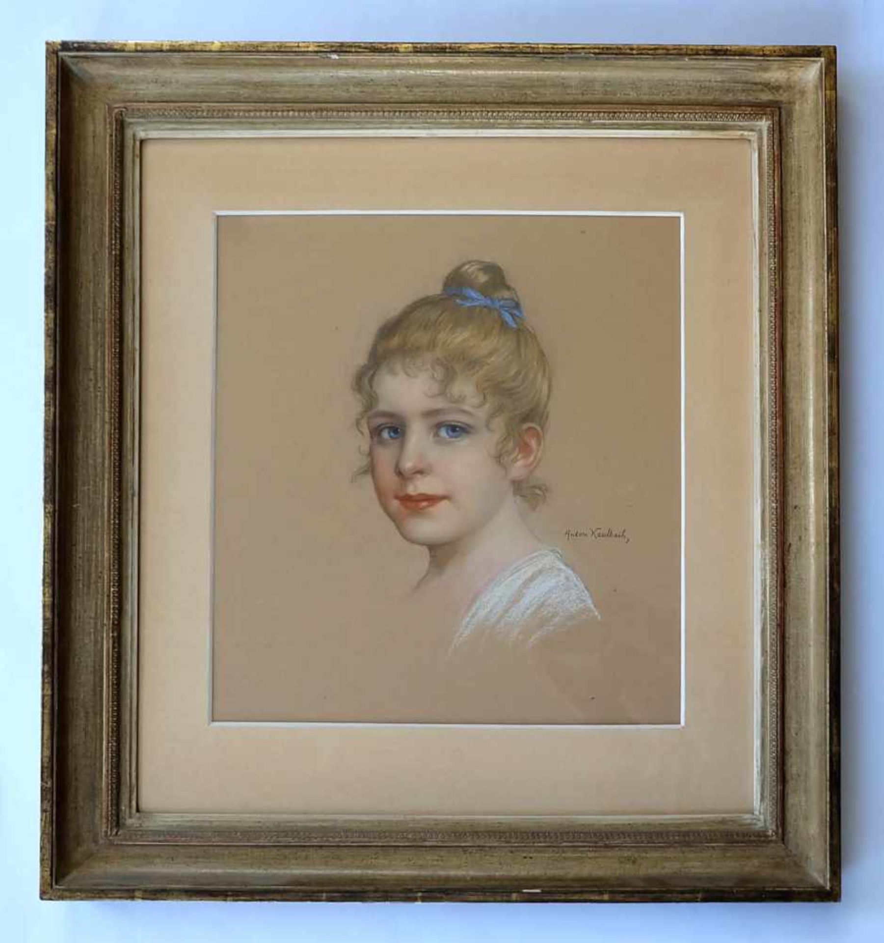 KAULBACH, Anton (*1864 +1930), Pastell/ Malkarton, Portrait, Bruststück eines jungen Mädchens mit