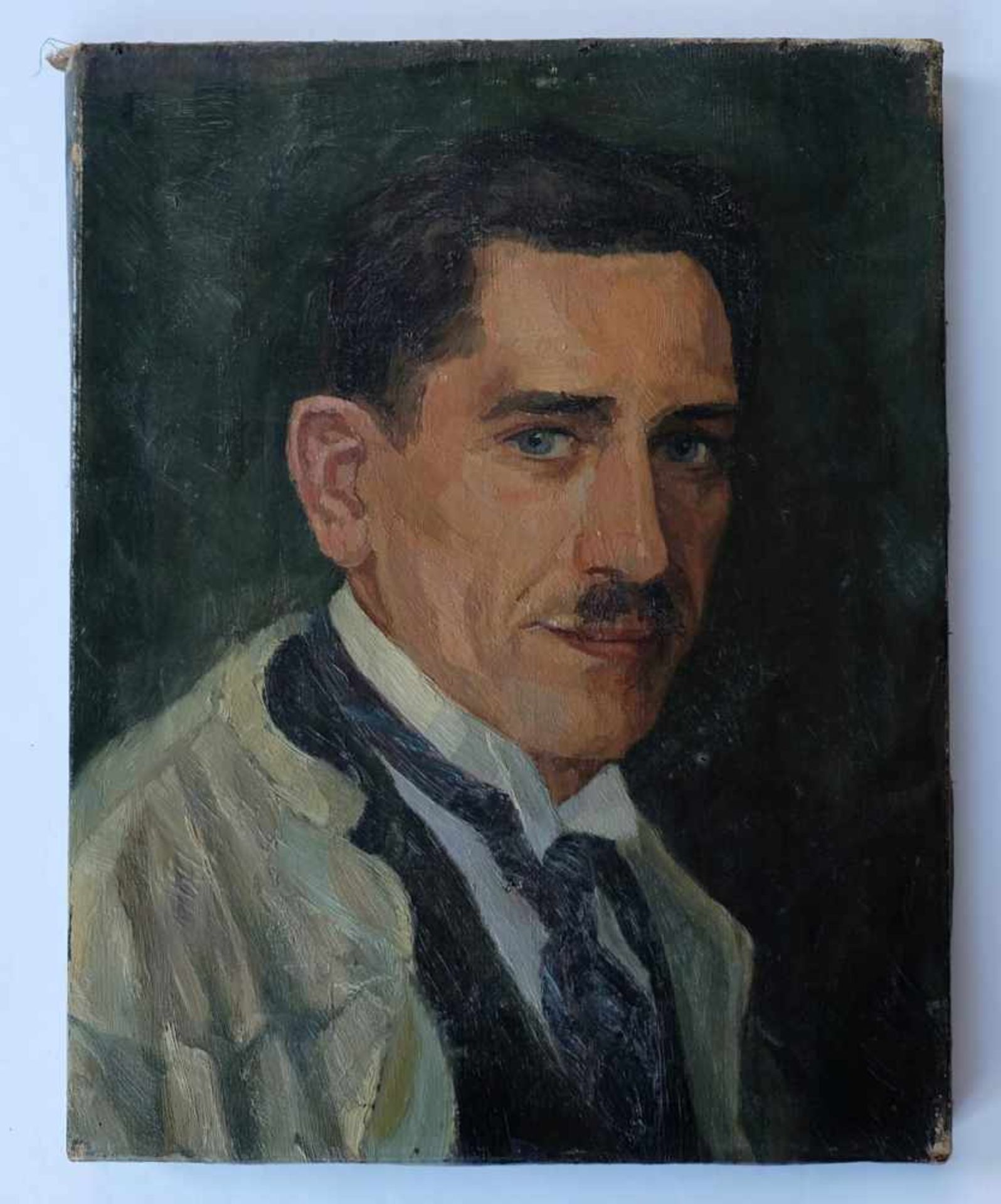 PORTRAITIST, um 1900, Öl/Lw., Bruststück eines Mannes mit Kittel, 35 x 28 cm, später auf kleineres