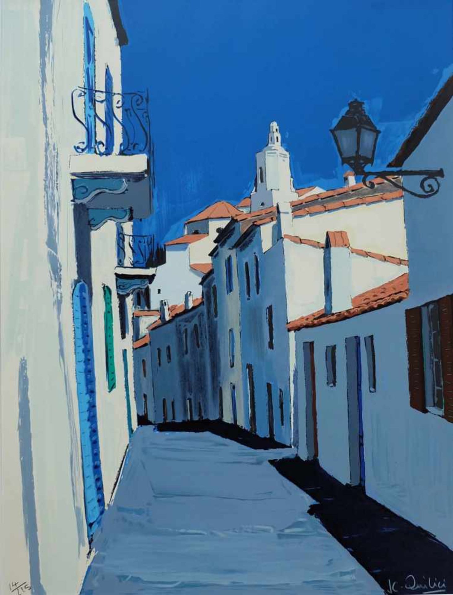 QUILICI, Jean Claude (*1941 Marseille), Farblithographie, "Ruelle dans Cadaques", unten links num.