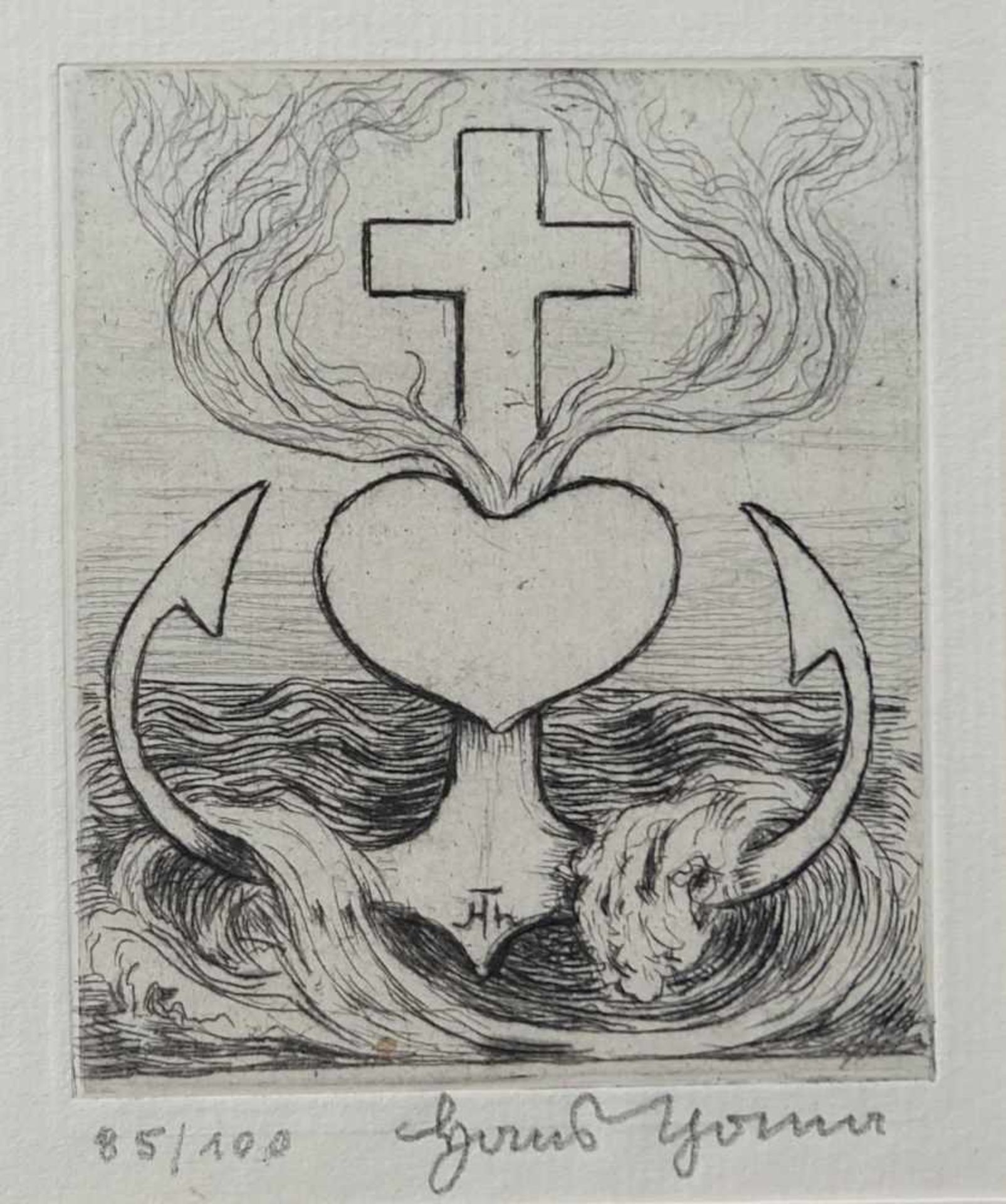 THOMA, Hans (* 1839 Bernau †1924 Karlsruhe), Radierung, Satz v. 4, Glaube Hoffnung Liebe/ - Bild 3 aus 5