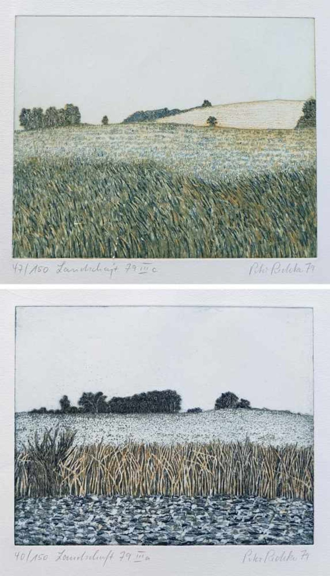 RDEKER, Peter (*1942), Paar Aquatintaradierungen, "Landschaft IIIa" bzw. "Landschaft 79 IIIc", unten