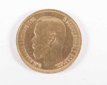 FÜNF GOLDRUBEL, 900/ooo, Nikolaus II., Dm 1,8, ca. 4,1g, 1898 22.00 % buyer's premium on the