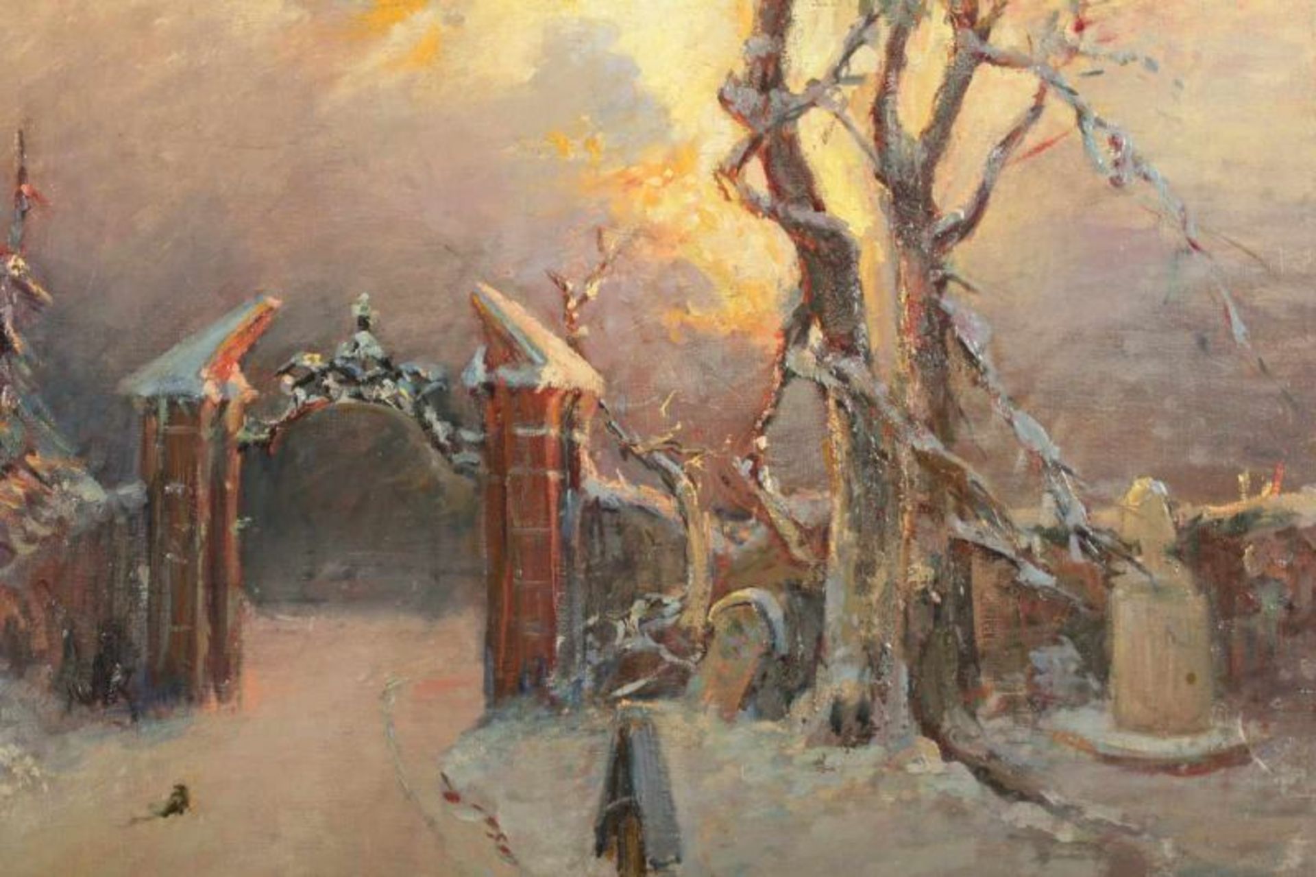 KLEVER, Julius Sergius von (1850-1924), "Altes Friedhofsportal im Abendrot", Öl/Lwd., 87,5 x 73, - Image 6 of 10