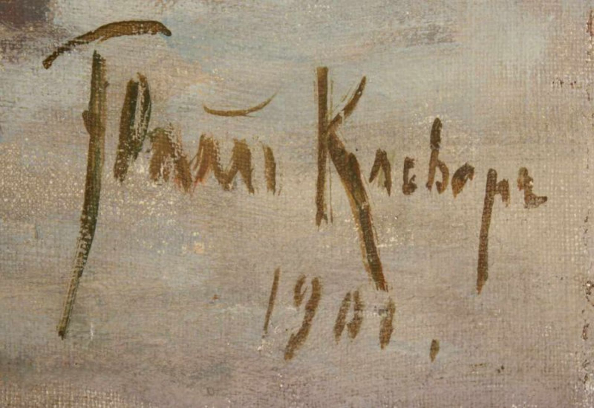 KLEVER, Julius Sergius von (1850-1924), "Altes Friedhofsportal im Abendrot", Öl/Lwd., 87,5 x 73, - Bild 7 aus 10