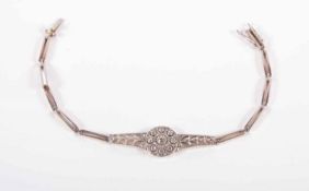 FILIGRANES ARMBAND, 585/ooo/ 56/oo Gelbgold, Silber, besetzt mit Altschliffdiamanten und