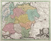 RUSSLAND, "Imperium Moscovia", kolorierter Kupferstich, 28 x 34, von CHRISTOPH WEIGEL, um 1712,