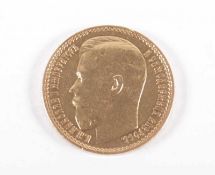 FÜNFZEHN GOLDRUBEL, 900/ooo, Nikolaus II., Dm 2,4, ca. 12,85g, 1897 22.00 % buyer's premium on the