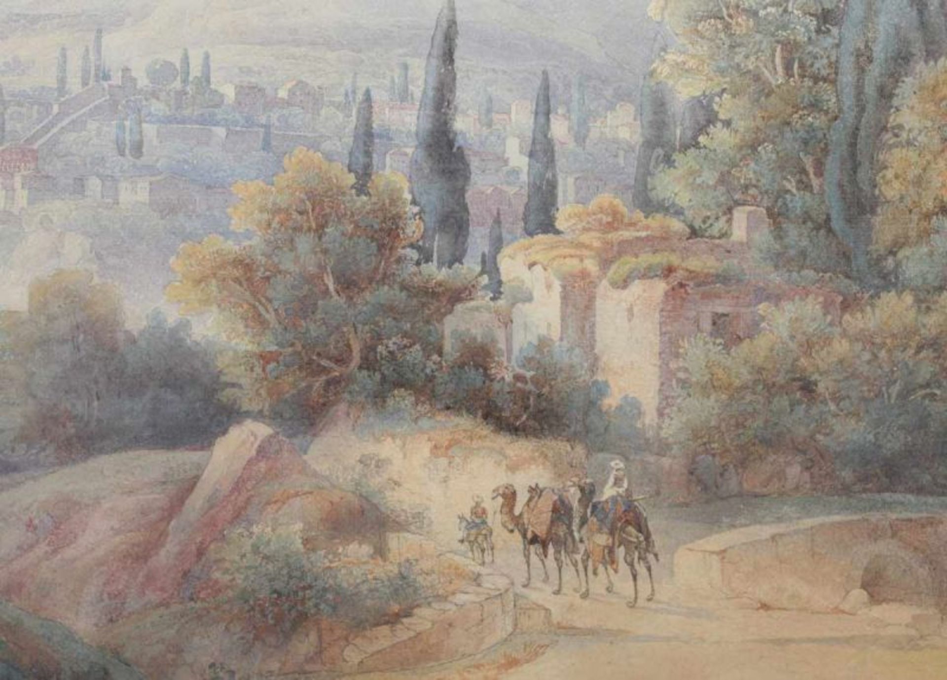 WOLFENSBERGER, Johann Jakob (1797-1850), "Ansicht von Alt-Smyrna (Izmir)", Aquarell/Papier, 53 x 75, - Image 3 of 5