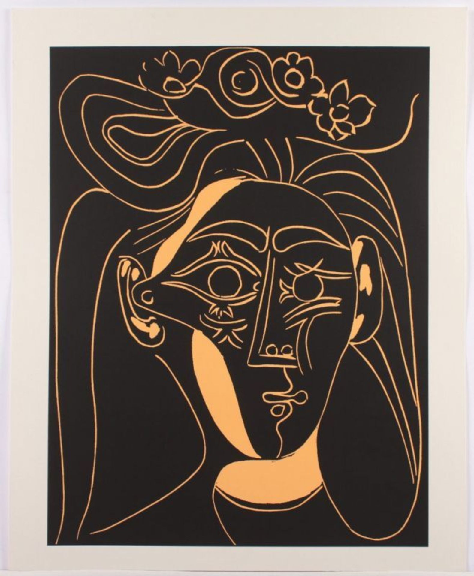 PICASSO, Pablo, "Femme au chapeau", Farbserigrafie, 65 x 50, Succession P.P., 1998, ungerahmt 22.