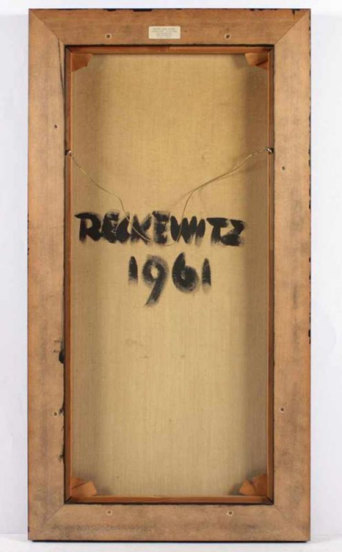 RECKEWITZ, Wilfried, "o.T.", Öl/Lwd., 79 x 40, unten links handsigniert, verso auf der Lwd. - Image 2 of 2