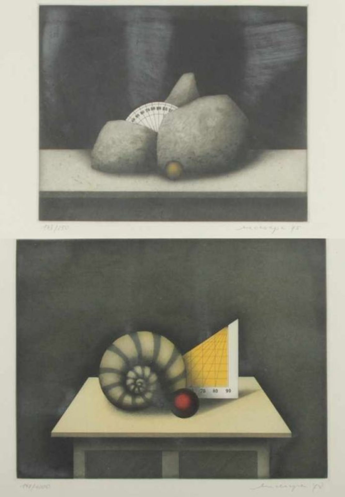 MECKSEPER, Friedrich, zwei Original-Farbradierungen, 18 x 21, nummeriert 143/250 und 147/1000,