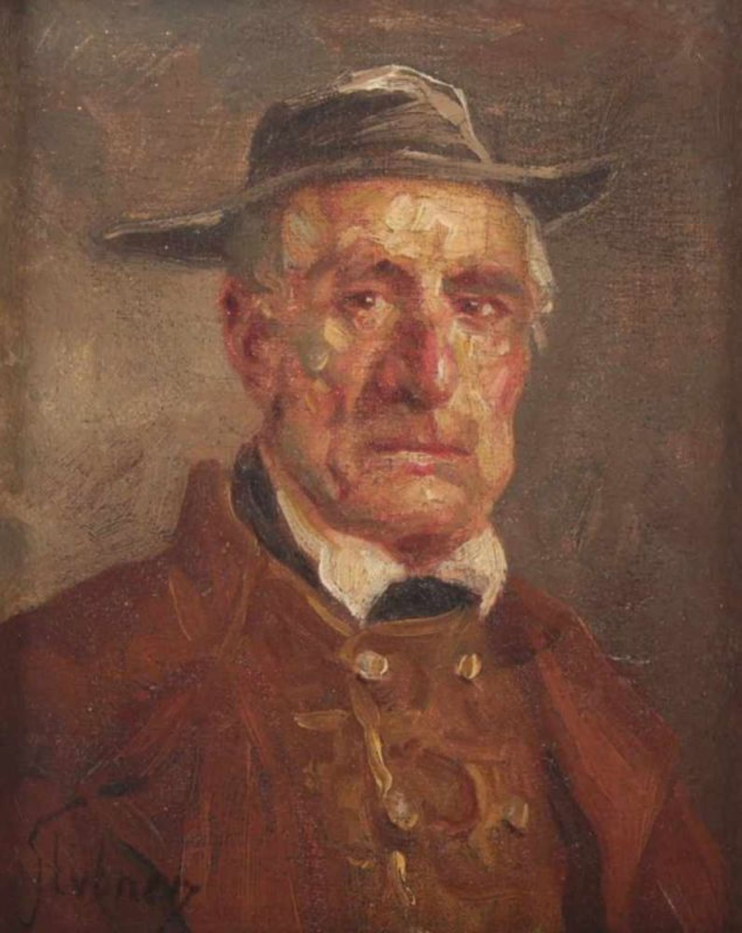 STÜBNER, Hans (1900-1973), "Portrait eines Bauern", Öl/Lwd., 23 x 20, doubliert, unten links - Image 2 of 3