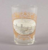 SOUVENIRGLAS, farbloses Glas, Druckdekor, schauseitig Darstellung der Pont Alexandre III zur