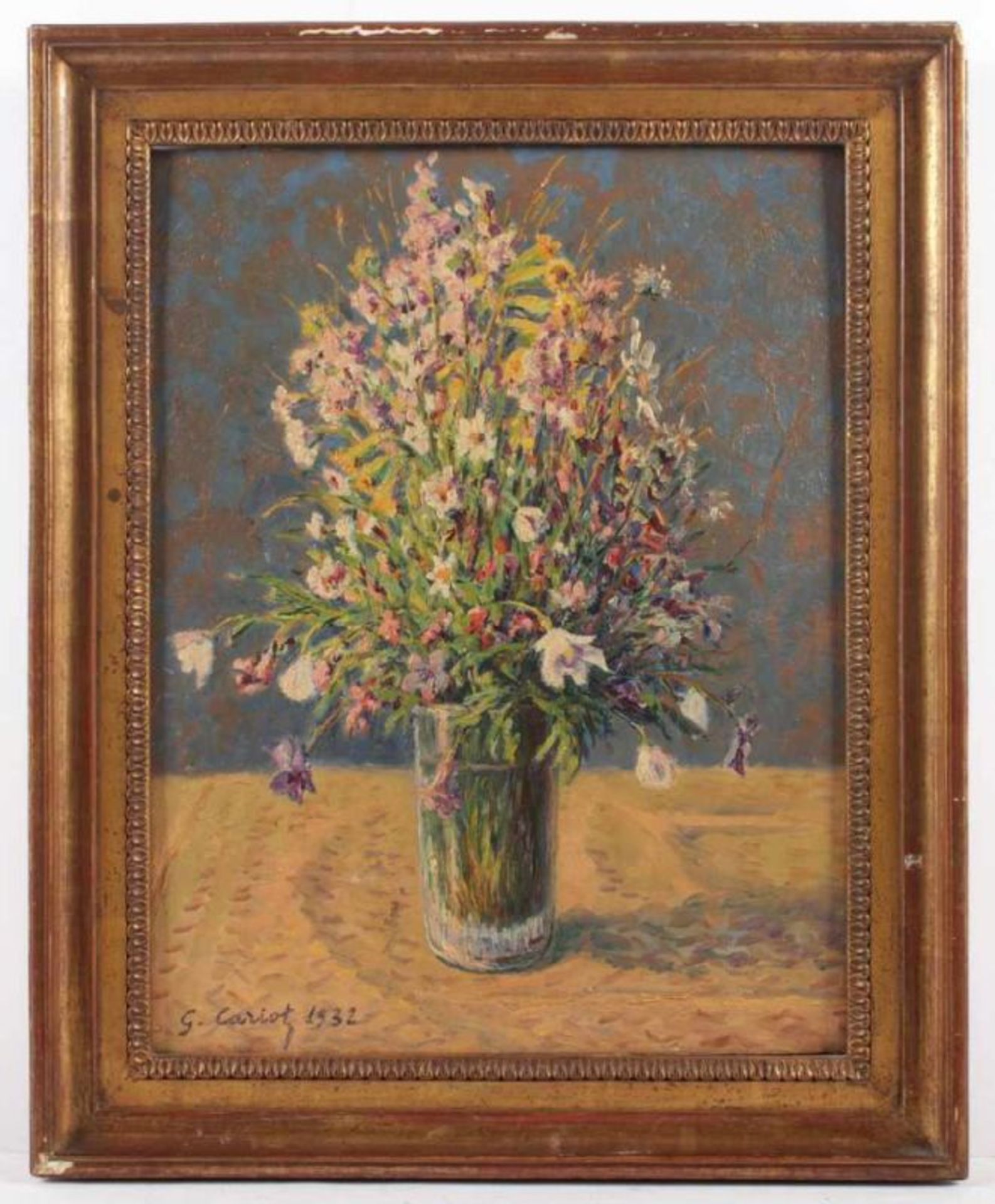 CARIOT, Gustave Gaston, "Stilleben mit Feldblumen in einer Glasvase", Öl/Malkarton, 34 x 27, unten - Image 2 of 2