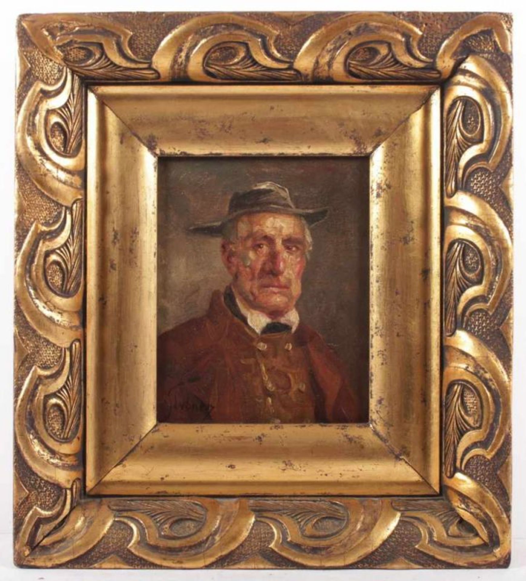 STÜBNER, Hans (1900-1973), "Portrait eines Bauern", Öl/Lwd., 23 x 20, doubliert, unten links