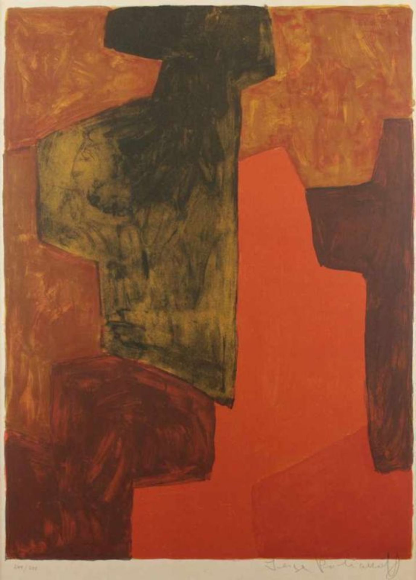 POLIAKOFF, Serge, "Composition orange et verte", 1964, Original-Farblithografie auf Velin. 60,8 x
