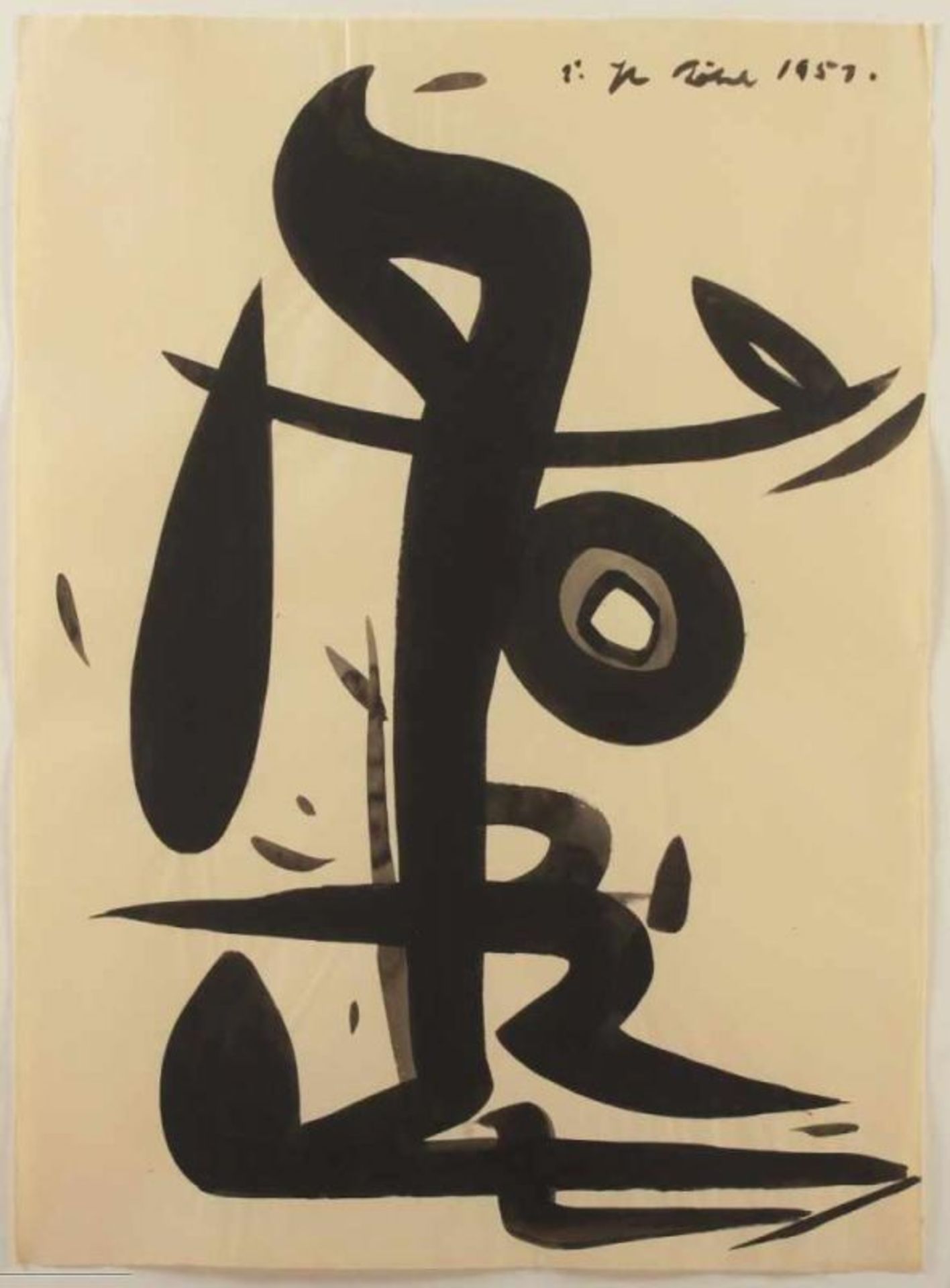RÖHL, Peter, "Abstrakte Komposition", Tinte, Pinsel/Papier, 65 x 48, oben rechts signiert und