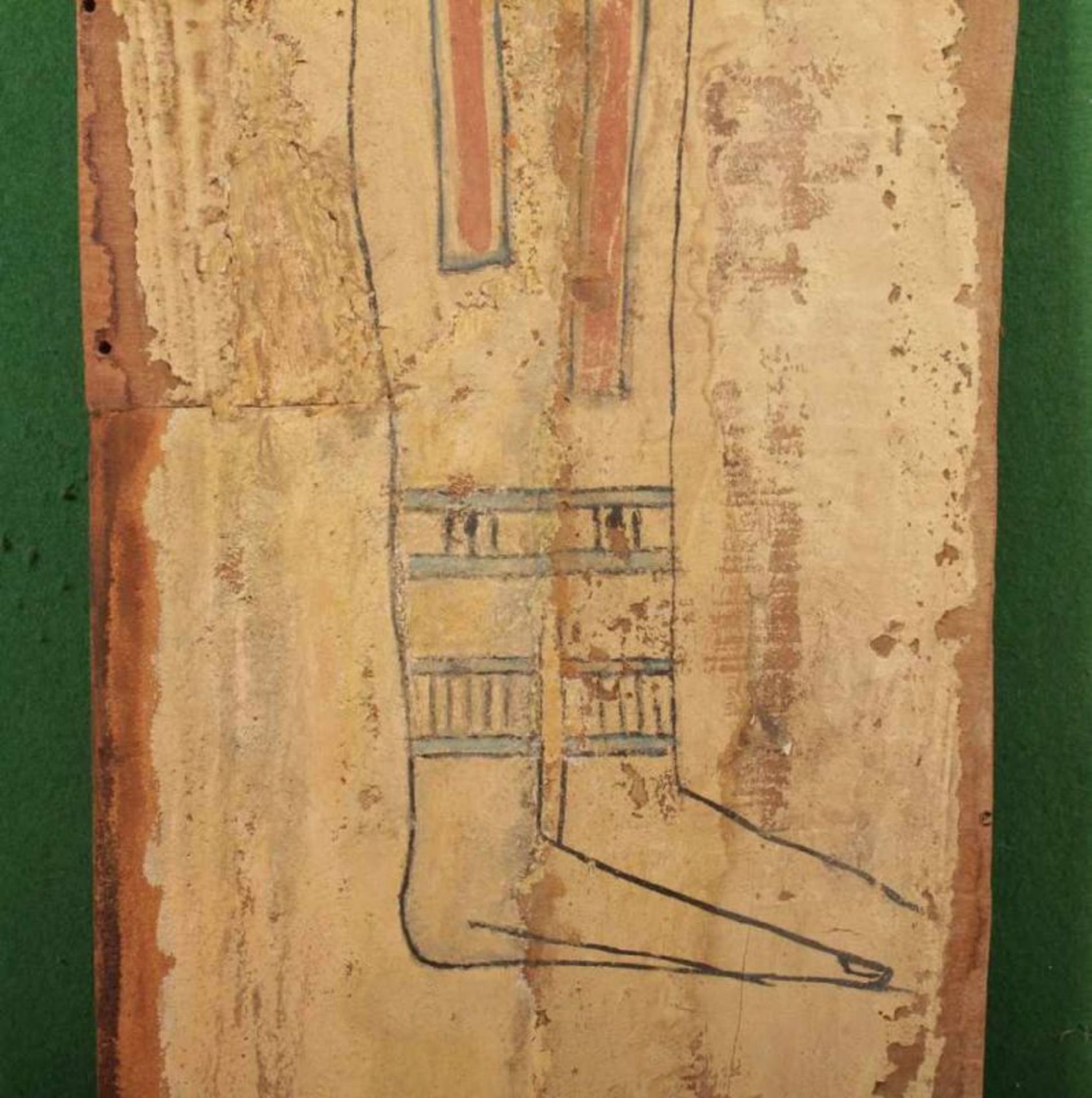SARKOPHAGDECKEL, Holz, bemalt, H 193, B 44, wohl ÄGYPTEN, wohl neues Reich 13.-15.Jh. Rechnung von - Image 5 of 6