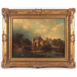 BRANDENBURG, Wilhelm (1824-1901), "Landschaft mit Wasserburg", Öl/Lwd., 52 x 70, besch., unten