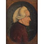 PORTRAITMALER DES 18.JH., "Bildnis eines Mannes mit Perücke", Öl/Malplatte, 17 x 12, besch. und