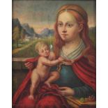 MONOGRAMMIST WOHL UM 1900, "Madonna mit Kind", Öl/Holz, 24,5 x 20, stark besch., unten links