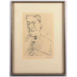 KOKOSCHKA, Oskar, "Selbstbildnis mit Radiernadel", Original-Radierung, 29,5 x 20, nummeriert LVI/