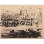 LIEBERMANN, Max, "Rindermarkt in Leiden", Original-Radierung, 24 x 29, Druck der Gesellschaft für