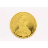 FRANZ JOSEF-GOLDMÜNZE, 4 Dukaten, 986/ooo Gelbgold, Durchmesser 3,9, Gewicht 13,9g, 1915 22.00 %