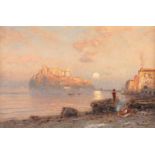 LUTTEROTH, Ascan (1842-1923), "Abendstimmung am Castello Aragonese bei Ischia", Öl/Lwd., 40 x 60,