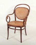 STUHL, Bugholz, Weidengeflecht erneuert, H 96, wohl THONET, um 1900 22.00 % buyer's premium on the