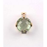 KETTENANHÄNGER, 585/ooo Roségold, Prasiolith von ca. 12,2 ct., Brillanten von ca. 0,08 ct., 5,4g