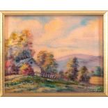 EMAILBILD, "Landschaft", 8 x 9,5, signiert E. BARDET, LIMOGES, um 1900 22.00 % buyer's premium on