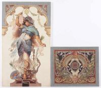 PAAR WANDFLIESEN, Steinzeug, farbiger Dekor auf geprägtem Grund in Leinwandoptik, 50 x 28 bzw. 23