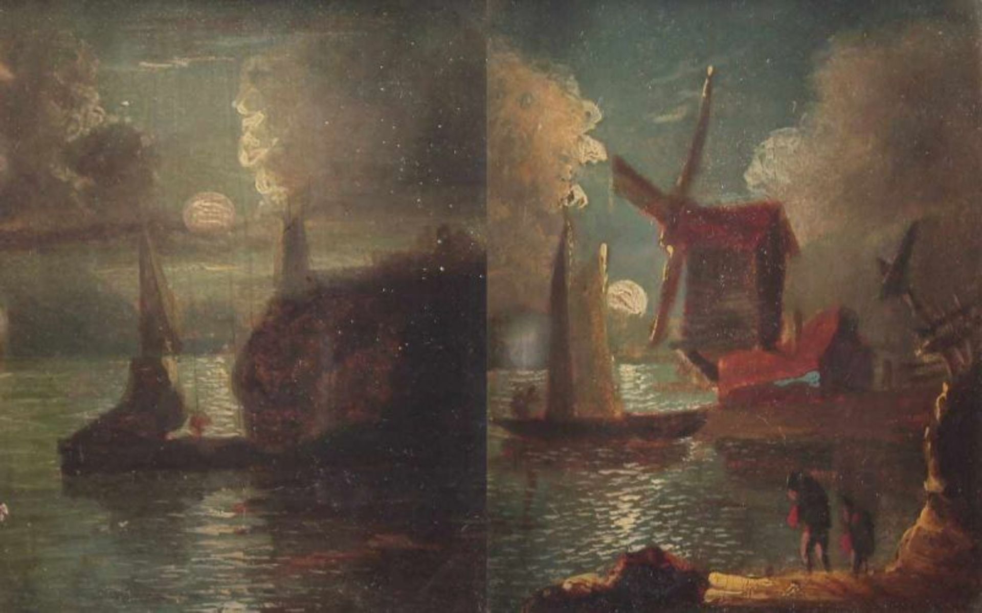 CROME, John (1768-1821), zugeschrieben, "Paar Miniaturmalereien mit Küstenszenerien", Öl/Holz, 10 - Bild 2 aus 3