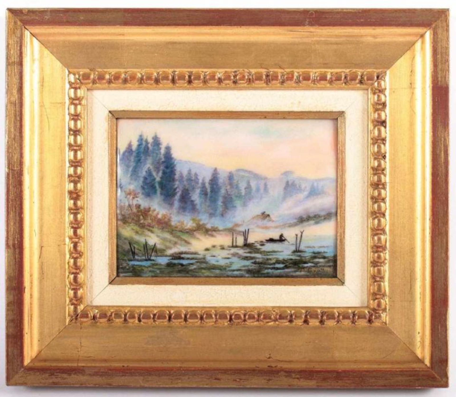 EMAILBILD, "Landschaft", 11 x 14,5, sign. Camille FAURÉ, LIMOGES, um 1920 22.00 % buyer's premium on - Bild 2 aus 2