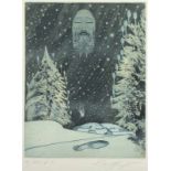 FUCHS, Ernst, "Winter", Original-Aquatintaradierung, 46 x 26, nummeriert III/XXV E.A., handsigniert,